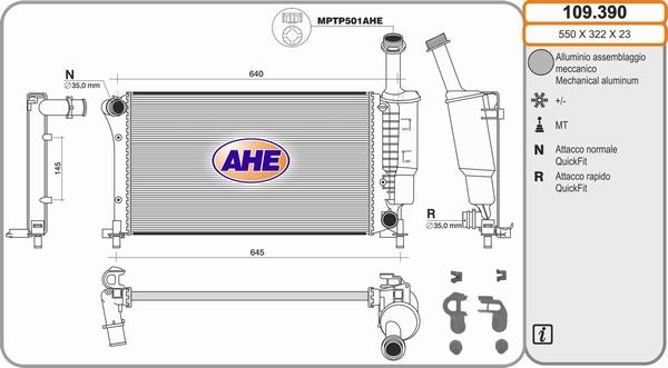 AHE 109.390 - Radiatore, Raffreddamento motore www.autoricambi360.it