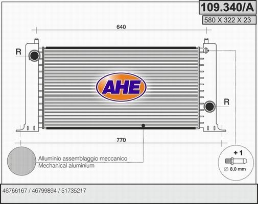 AHE 109.340/A - Radiatore, Raffreddamento motore www.autoricambi360.it