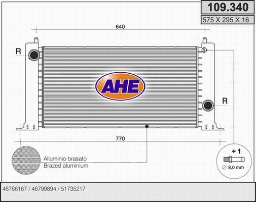 AHE 109.340 - Radiatore, Raffreddamento motore www.autoricambi360.it