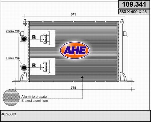 AHE 109.341 - Radiatore, Raffreddamento motore www.autoricambi360.it