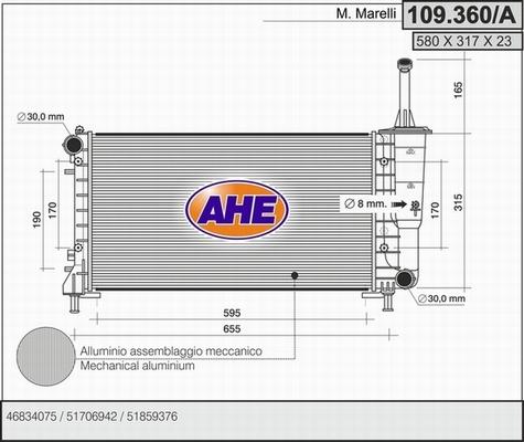 AHE 109.360/A - Radiatore, Raffreddamento motore www.autoricambi360.it