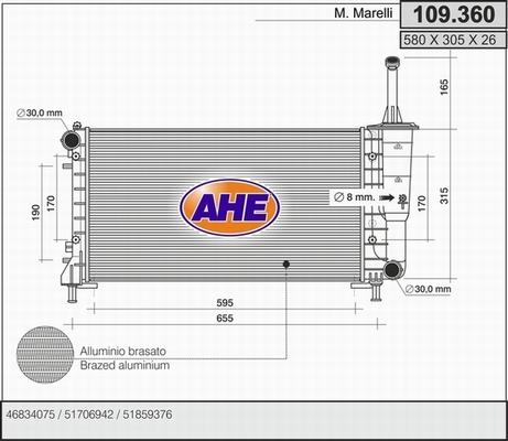 AHE 109.360 - Radiatore, Raffreddamento motore www.autoricambi360.it