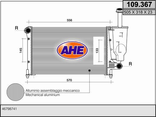 AHE 109.367 - Radiatore, Raffreddamento motore www.autoricambi360.it