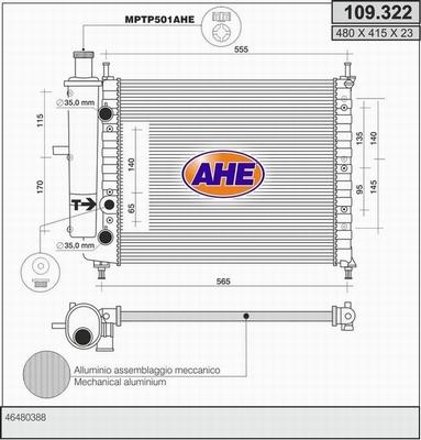 AHE 109.322 - Radiatore, Raffreddamento motore www.autoricambi360.it