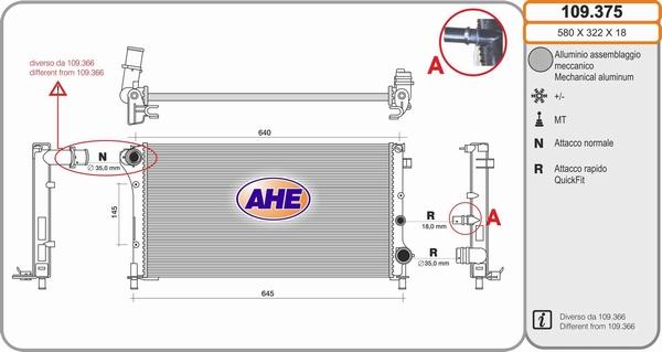 AHE 109.375 - Radiatore, Raffreddamento motore www.autoricambi360.it