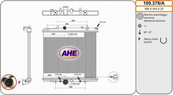AHE 109.378/A - Radiatore, Raffreddamento motore www.autoricambi360.it