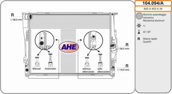 AHE 104.094/A - Radiatore, Raffreddamento motore www.autoricambi360.it