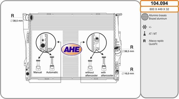AHE 104.094 - Radiatore, Raffreddamento motore www.autoricambi360.it