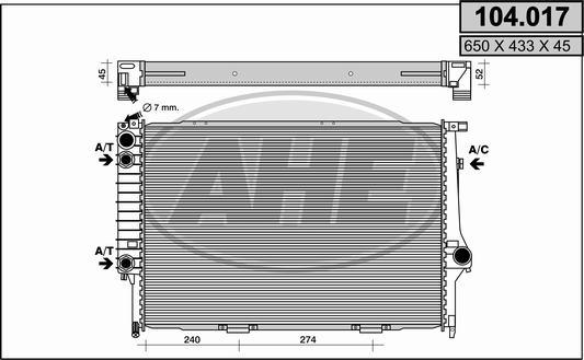 AHE 104.017 - Radiatore, Raffreddamento motore www.autoricambi360.it