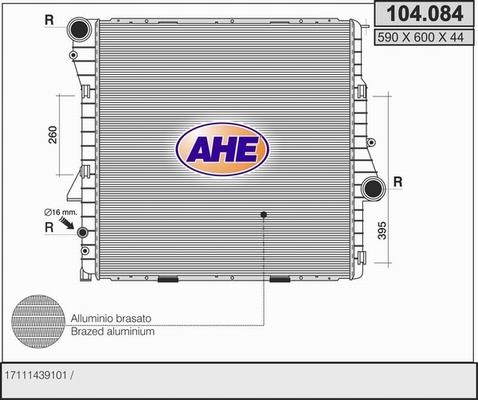 AHE 104.084 - Radiatore, Raffreddamento motore www.autoricambi360.it