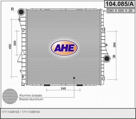 AHE 104.085/A - Radiatore, Raffreddamento motore www.autoricambi360.it