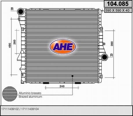 AHE 104.085 - Radiatore, Raffreddamento motore www.autoricambi360.it