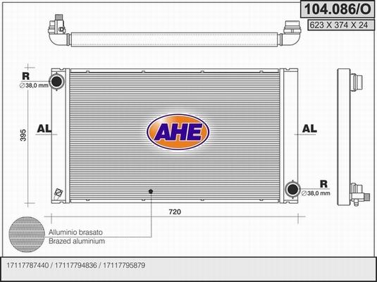 AHE 104.086/O - Radiatore, Raffreddamento motore www.autoricambi360.it