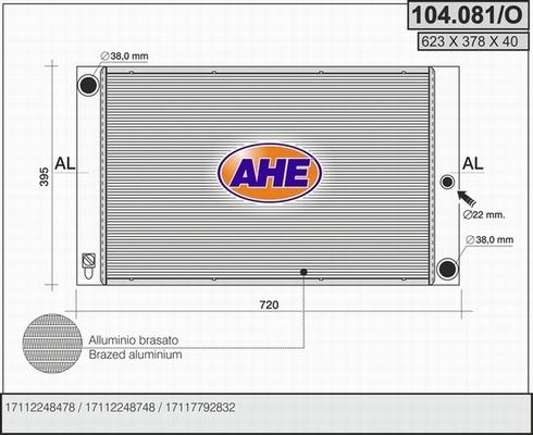 AHE 104.081/O - Radiatore, Raffreddamento motore www.autoricambi360.it
