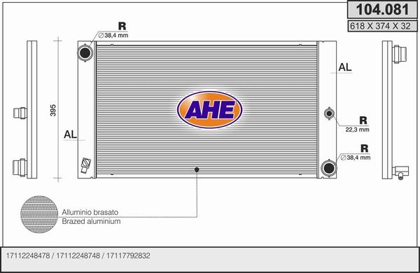 AHE 104.081 - Radiatore, Raffreddamento motore www.autoricambi360.it