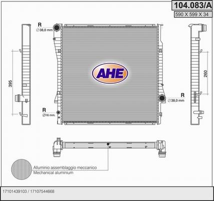 AHE 104.083/A - Radiatore, Raffreddamento motore www.autoricambi360.it