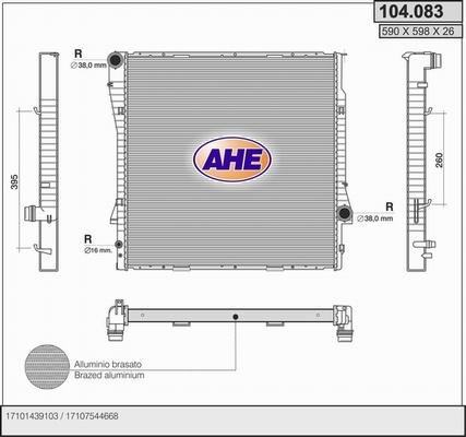 AHE 104.083 - Radiatore, Raffreddamento motore www.autoricambi360.it