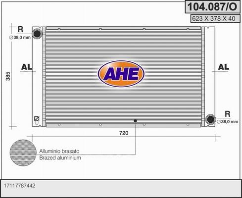 AHE 104.087/O - Radiatore, Raffreddamento motore www.autoricambi360.it