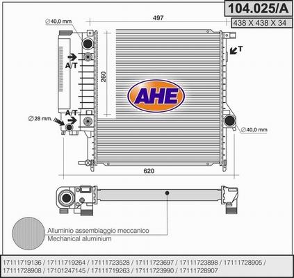 AHE 104.025/A - Radiatore, Raffreddamento motore www.autoricambi360.it