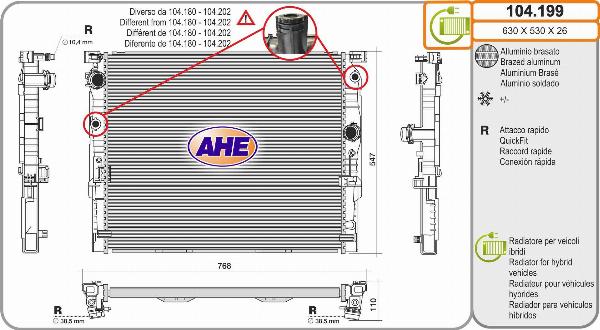 AHE 104.199 - Radiatore, Raffreddamento motore www.autoricambi360.it
