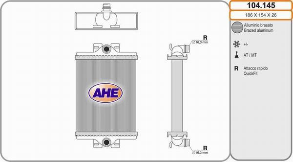 AHE 104.145 - Radiatore, Raffreddamento motore www.autoricambi360.it