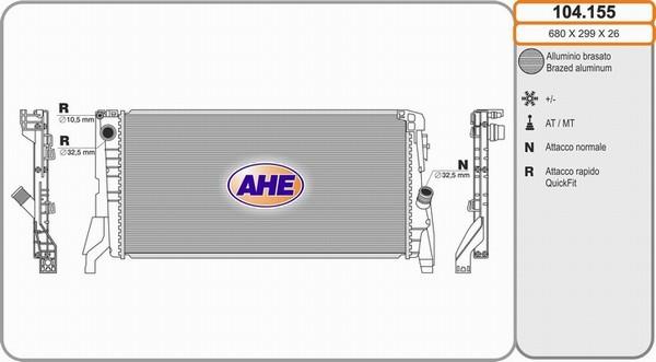 AHE 104.155 - Radiatore, Raffreddamento motore www.autoricambi360.it