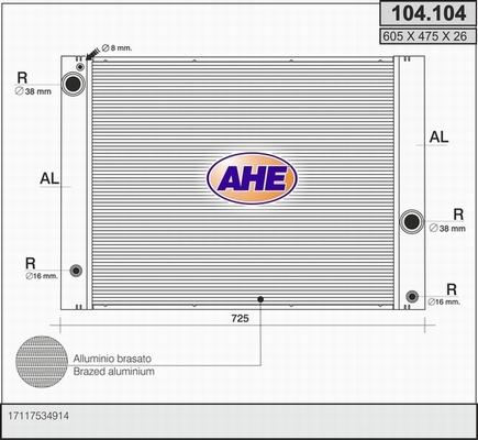 AHE 104.104 - Radiatore, Raffreddamento motore www.autoricambi360.it