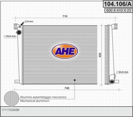 AHE 104.106/A - Radiatore, Raffreddamento motore www.autoricambi360.it