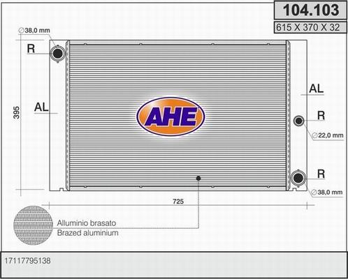 AHE 104.103 - Radiatore, Raffreddamento motore www.autoricambi360.it