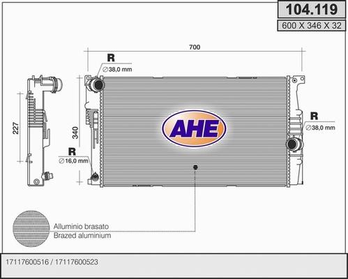 AHE 104.119 - Radiatore, Raffreddamento motore www.autoricambi360.it