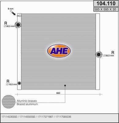 AHE 104.110 - Radiatore, Raffreddamento motore www.autoricambi360.it