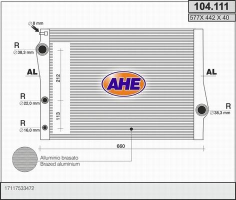 AHE 104.111 - Radiatore, Raffreddamento motore www.autoricambi360.it