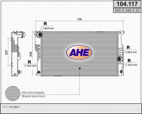 AHE 104.117 - Radiatore, Raffreddamento motore www.autoricambi360.it