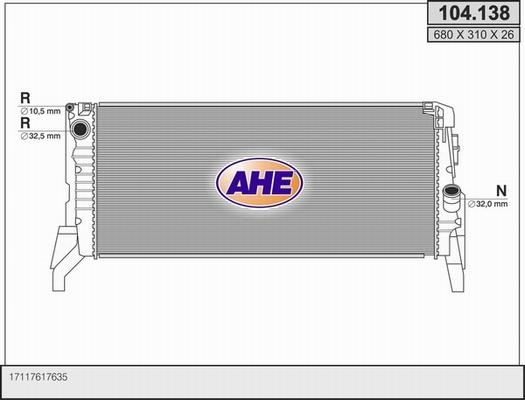 AHE 104.138 - Radiatore, Raffreddamento motore www.autoricambi360.it