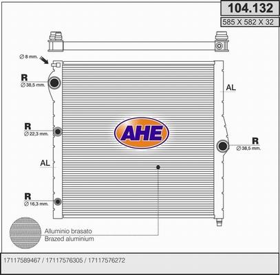 AHE 104.132 - Radiatore, Raffreddamento motore www.autoricambi360.it