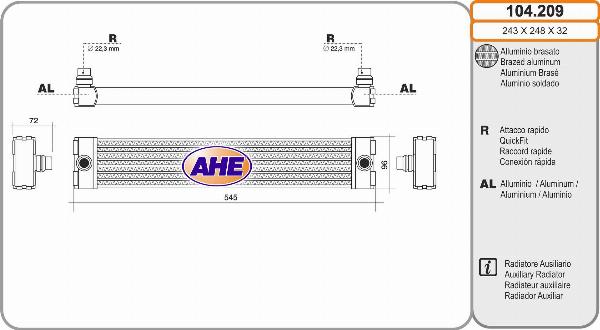 AHE 104.209 - Radiatore, Raffreddamento motore www.autoricambi360.it