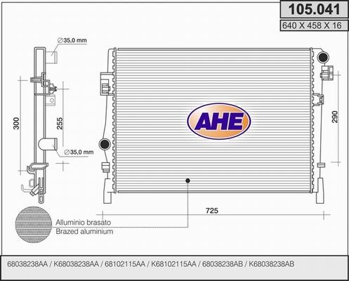 AHE 105.041 - Radiatore, Raffreddamento motore www.autoricambi360.it