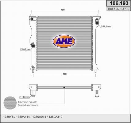 AHE 106.193 - Radiatore, Raffreddamento motore www.autoricambi360.it