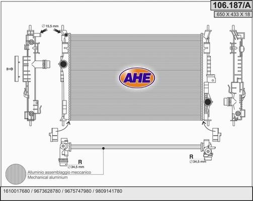 AHE 106.187/A - Radiatore, Raffreddamento motore www.autoricambi360.it