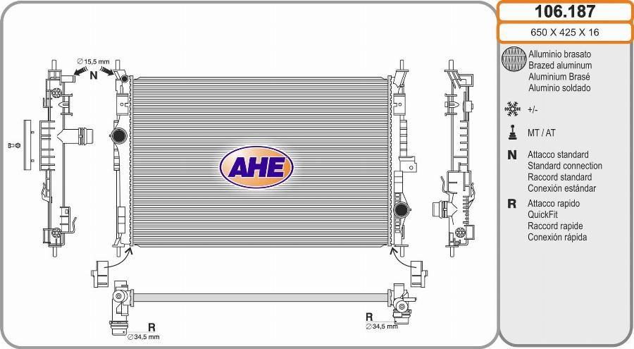 AHE 106.187 - Radiatore, Raffreddamento motore www.autoricambi360.it
