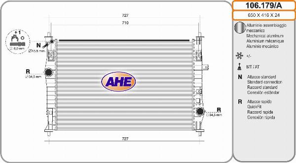 AHE 106.179/A - Radiatore, Raffreddamento motore www.autoricambi360.it
