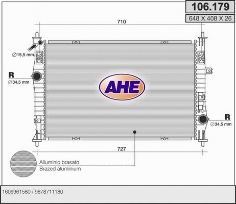 AHE 106.179 - Radiatore, Raffreddamento motore www.autoricambi360.it