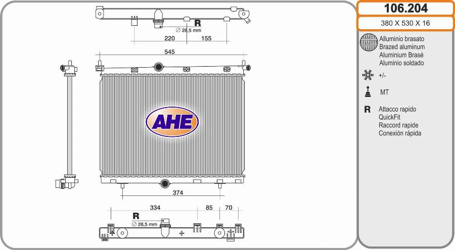 AHE 106.204 - Radiatore, Raffreddamento motore www.autoricambi360.it