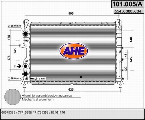 AHE 101.005/A - Radiatore, Raffreddamento motore www.autoricambi360.it