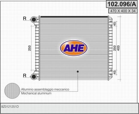 AHE 102.096/A - Radiatore, Raffreddamento motore www.autoricambi360.it