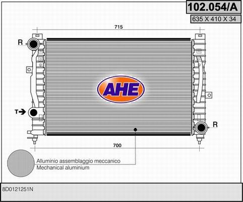 AHE 102.054/A - Radiatore, Raffreddamento motore www.autoricambi360.it