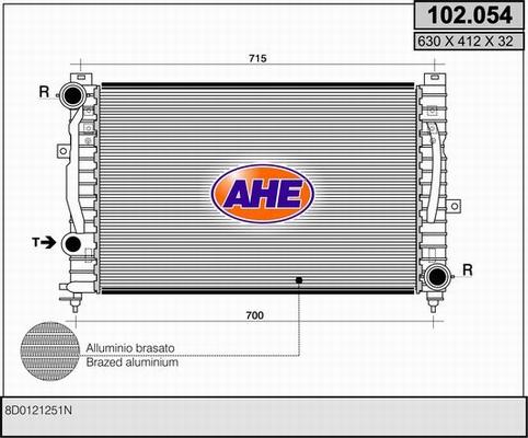 AHE 102.054 - Radiatore, Raffreddamento motore www.autoricambi360.it