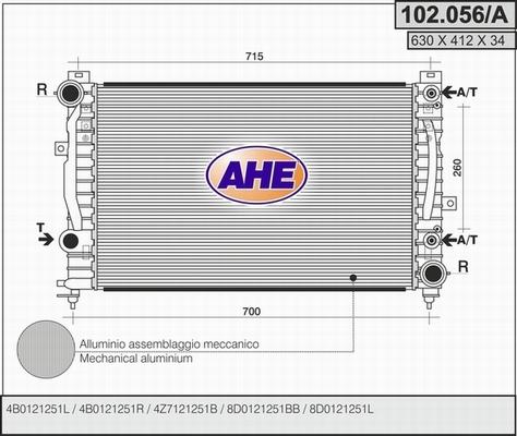 AHE 102.056/A - Radiatore, Raffreddamento motore www.autoricambi360.it