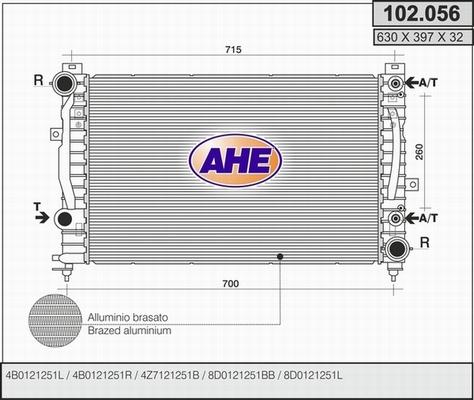AHE 102.056 - Radiatore, Raffreddamento motore www.autoricambi360.it