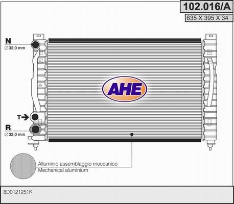 AHE 102.016/A - Radiatore, Raffreddamento motore www.autoricambi360.it
